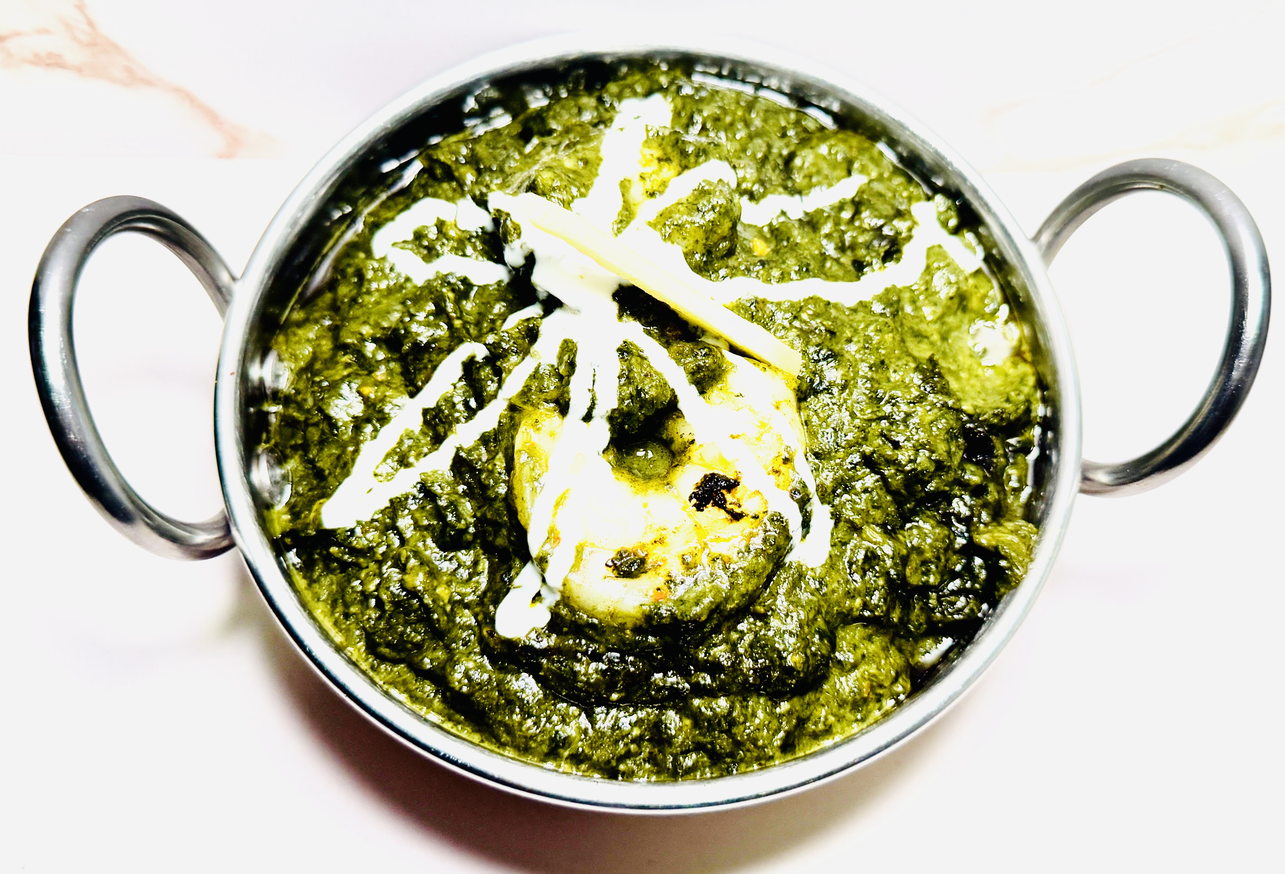 Shrimp saag spinach curry